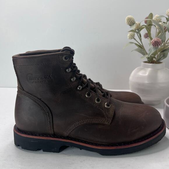 Chippewa Classic 2.0 Wood 6" Leather Work Boots Brown Men's 10.5EE Vibram Sole - Picture 3 of 9